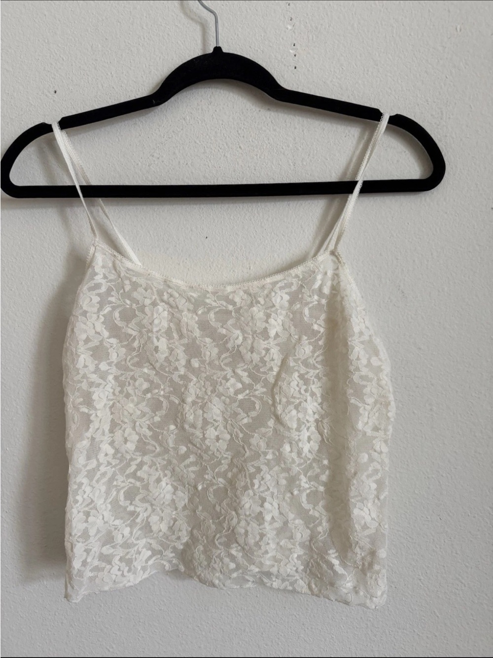 Vintage Y2K DKNY White Cream Lace Floral Bridal Sheer Cami Top Size S